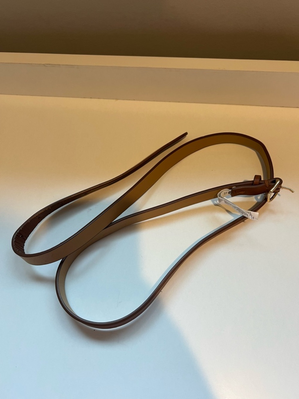Brown Leather Skinny Belt